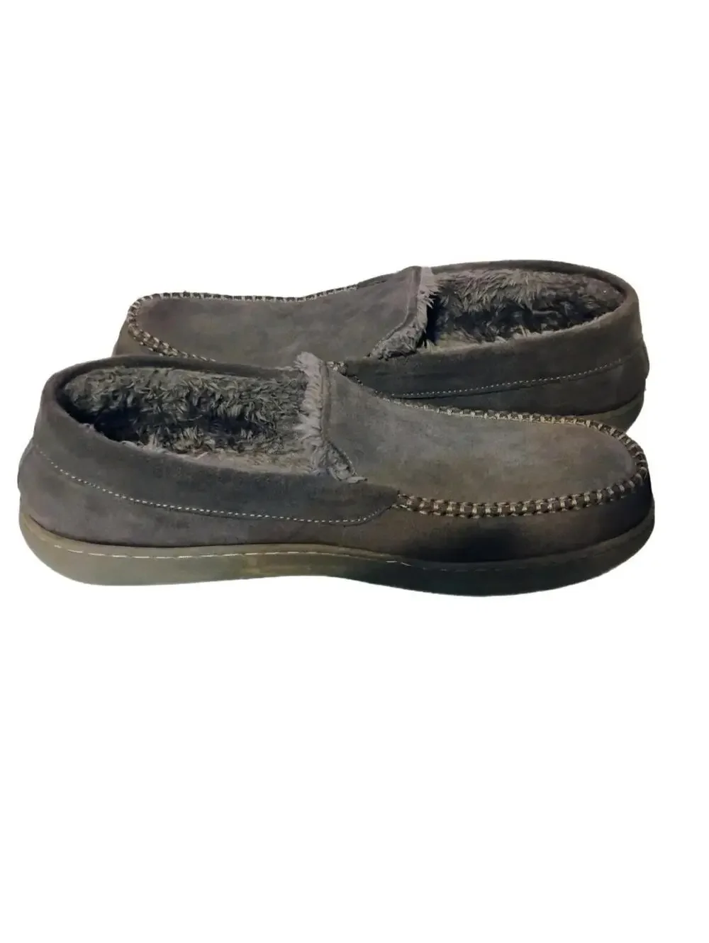 Eddie Bauer Men's Moccasin Suede Faux Fur Lined Slipper XL 11-12 Comfort